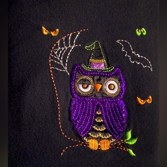LONG Sleeve 🦉Shirt Sz-3XL Super Cute- Oct./Fall/Halloween-Embroidered & Sequins - Picture 4 of 17